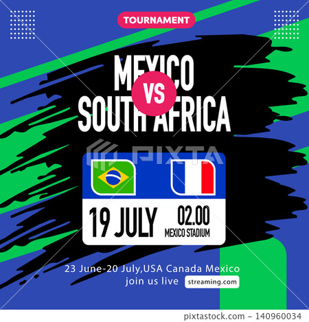 World Cup Football Match Poster Template with Modern Brush Stroke Design World Cup Football Match Poster Template with Modern Brush Stroke Design 140960034