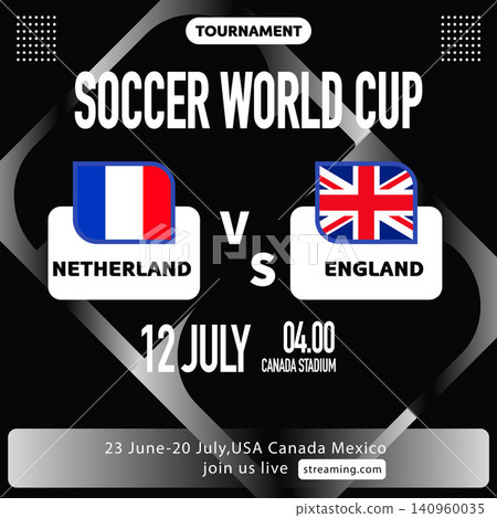Modern Soccer Tournament Schedule Template with Glass Blur Black Background 140960035