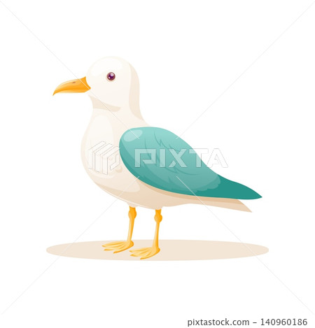 A vector illustration featuring a seagull on the beach A vector illustration featuring a seagull on the beach 140960186