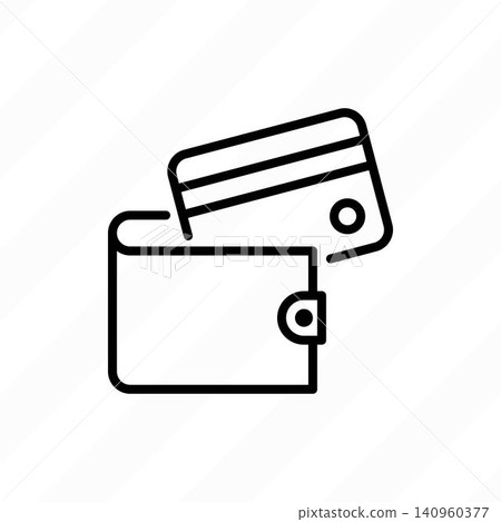 Payment, open wallet with credit card, bank transaction thin line icon. Vector illustration. Payment, open wallet with credit card, bank transaction thin line icon. Vector illustration. 140960377