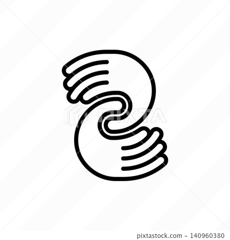 Rehabilitation sign, hand in hand thin line icon. Intertwined hands, physical therapy, caregiving. Vector illustration. Rehabilitation sign, hand in hand thin line icon. Intertwined hands, physical therapy, caregiving. Vector illustration. 140960380