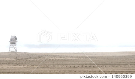 Trying to See the Atlantic Ocean Through the Fog on the Beach 140960399