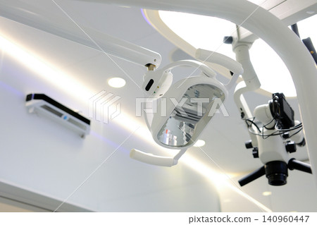 Dental microscope and treatment light in modern dentistry clinic advanced technology for precision procedures Dental microscope and treatment light in modern dentistry clinic advanced technology for precision procedures 140960447