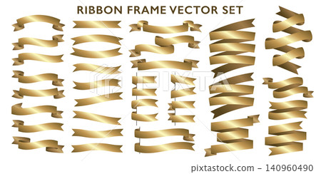 A set of usable gold ribbon frame illustrations and vector parts. A set of usable gold ribbon frame illustrations and vector parts. 140960490