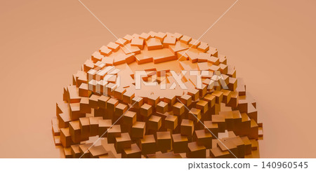 Abstract orange cube dome on peach background Abstract orange cube dome on peach background 140960545