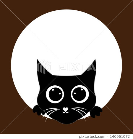 Cute Black Cat Peeking from Circle Vector Illustration Cute Black Cat Peeking from Circle Vector Illustration 140961072