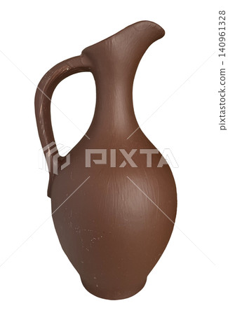 Brown Ceramic Pitcher with Single Handle 140961328