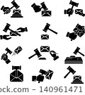 Legal gavel with envelope icon for court summons 140961471