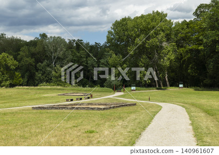 Mikulcice Great Moravian fortified settlement archaeological park path 140961607