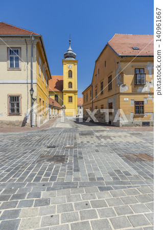 Franje Kuhaca street in old town Osijek, Croatia, showing historic architecture Franje Kuhaca street in old town Osijek, Croatia, showing historic architecture 140961667