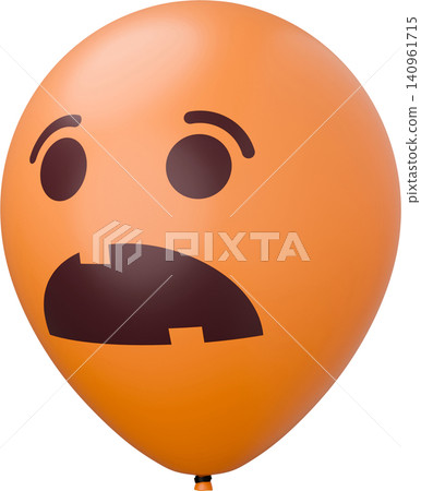 Orange balloon with pumpkin face. Funny Halloween balloon. 3d rendered illustration. Orange balloon with pumpkin face. Funny Halloween balloon. 3d rendered illustration. 140961715