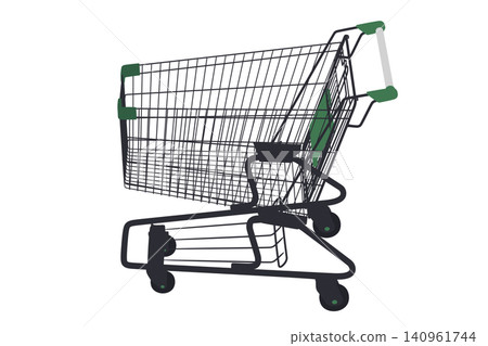 Shopping Cart on Isolated White Background, Empty Metal Trolley for Retail and Commerce, 3D Render Shopping Cart on Isolated White Background, Empty Metal Trolley for Retail and Commerce, 3D Render 140961744