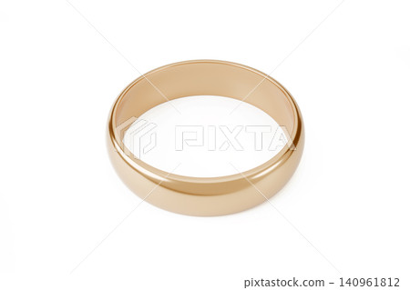 Luxury gold wedding ring isolated on white backdrop, close-up jewelry detail. 3d rendering Luxury gold wedding ring isolated on white backdrop, close-up jewelry detail. 3d rendering 140961812
