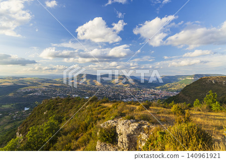 Creissels village view from a mountain in Occitanie, France Creissels village view from a mountain in Occitanie, France 140961921