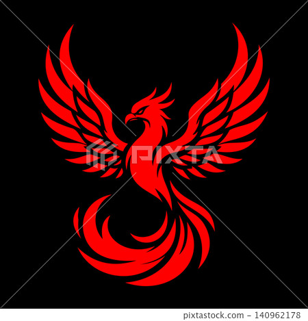 Majestic Phoenix Bird Logo with Fiery Wings, Mythical Firebird Mascot Vector Illustration Majestic Phoenix Bird Logo with Fiery Wings, Mythical Firebird Mascot Vector Illustration 140962178