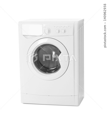 Modern washing machine isolated on white. Laundry day Modern washing machine isolated on white. Laundry day 140962938