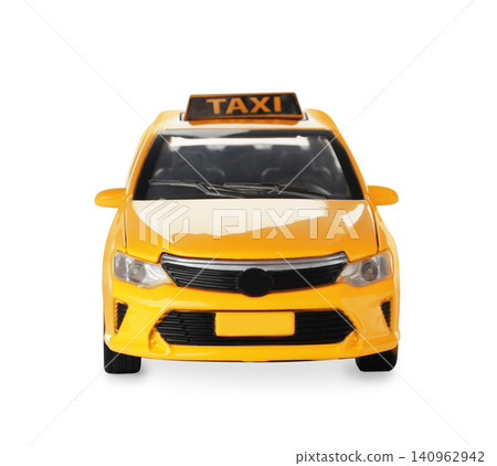 Yellow taxi car model isolated on white Yellow taxi car model isolated on white 140962942