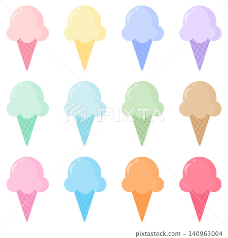 Cute Pastel Ice Cream Cone Collection Set Vector Cute Pastel Ice Cream Cone Collection Set Vector 140963004