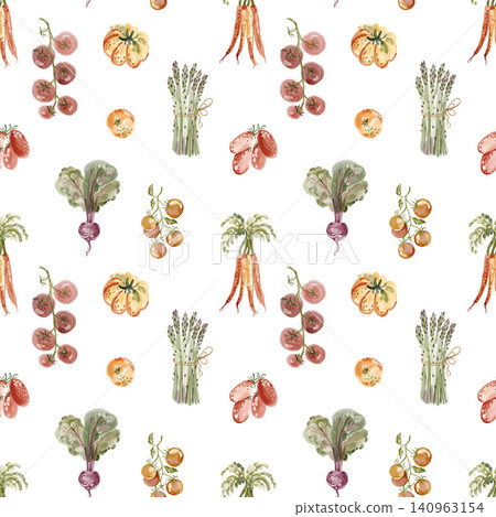 Vegetable vertical seamless pattern watercolor background Vegetable vertical seamless pattern watercolor background 140963154