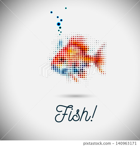 golden Fish halftone dots . Not AI, Vector illustration golden Fish halftone dots . Not AI, Vector illustration 140963171