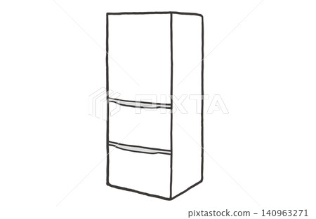 A simple vector illustration of a refrigerator viewed from an angle (line drawing). A simple vector illustration of a refrigerator viewed from an angle (line drawing). 140963271