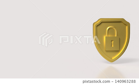 Golden Shield Padlock Symbol For Data Security Protection 3d render. Golden Shield Padlock Symbol For Data Security Protection 3d render. 140963288
