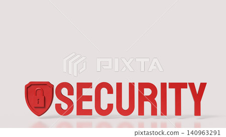 Red Security Word And Shield Lock For Protection 3d render. Red Security Word And Shield Lock For Protection 3d render. 140963291