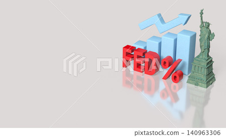 Federal Reserve Interest Rate And American Economic Growth Concept 3d render. Federal Reserve Interest Rate And American Economic Growth Concept 3d render. 140963306