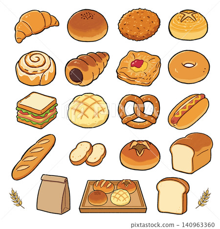 Illustration set of various bread Illustration set of various bread 140963360