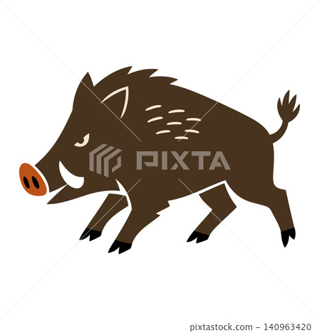 Running boar cartoon vector illustration for wildlife poster and educational material Running boar cartoon vector illustration for wildlife poster and educational material 140963420