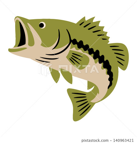 Large mouth bass fish in cartoon vector style for fishing logo and aquatic branding Large mouth bass fish in cartoon vector style for fishing logo and aquatic branding 140963421