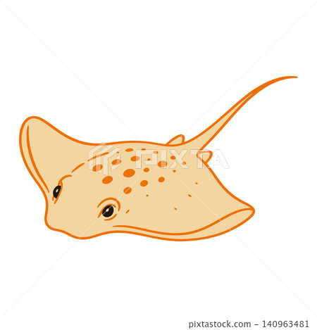 Spotted stingray cartoon illustration for marine life educational materials 140963481