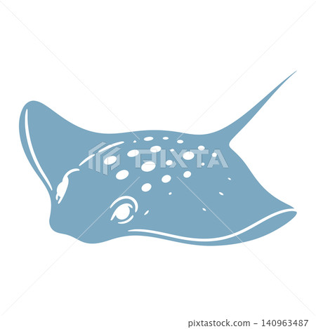 Manta ray flat vector illustration in blue color for ocean wildlife and educational materials Manta ray flat vector illustration in blue color for ocean wildlife and educational materials 140963487