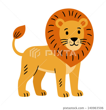 Lion cartoon character illustration in flat vector style for kids Lion cartoon character illustration in flat vector style for kids 140963506