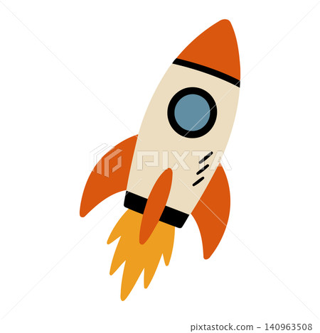 Rocket ship in flat vector style for kids education and space poster Rocket ship in flat vector style for kids education and space poster 140963508