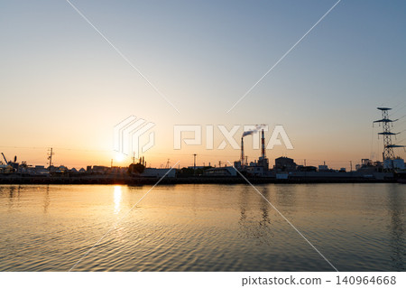 Takasago port yard along the Kakogawa River (evening) Takasago port yard along the Kakogawa River (evening) 140964668