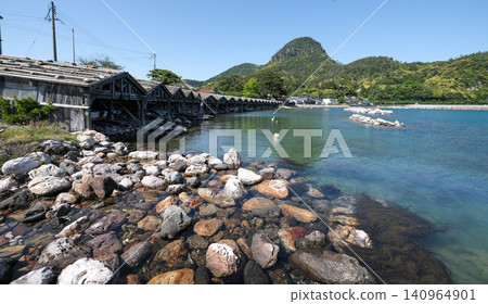 [Oki Islands] Boat sheds in Yana no Matsubara 140964901