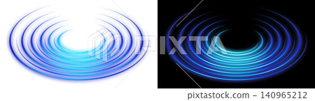 Blue neon ring tunnel, transparent background, swirling portal-shaped light. Blue neon ring tunnel, transparent background, swirling portal-shaped light. 140965212