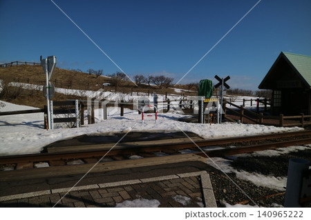 Winter scenery at Genshokaen Station on the JR Senmo Main Line in Koshimizu Town, Hokkaido. Winter scenery at Genshokaen Station on the JR Senmo Main Line in Koshimizu Town, Hokkaido. 140965222