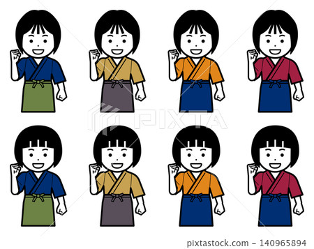 一個穿著工作服和圍裙的女性圖標，上面寫著「我會盡我所能」。 140965894