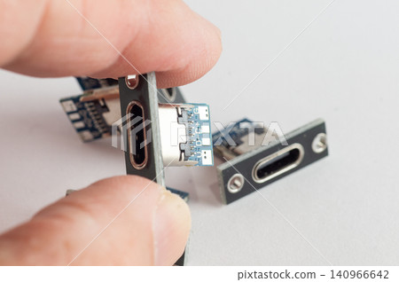 Type-C Female Connector Jack Charging in hand Type-C Female Connector Jack Charging in hand 140966642