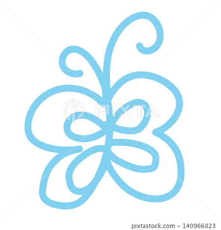 Hand drawn butterfly doodle blue outline for sticker, tattoo, fabric print, photo decoration, icon, animal, insect, flowers, floral, forest, kid colouring book, summer vibe, camping, nature, garden 140966823