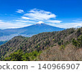 View of Mt. Fuji from the Mitsutoge Mountain climbing trail. 140966907