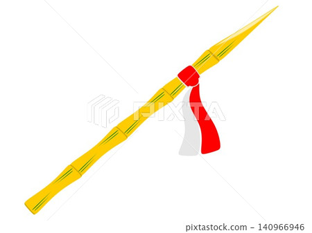 Yellow bamboo spear traditional Indonesian weapon bambu runcing with red and white ribbon Yellow bamboo spear traditional Indonesian weapon bambu runcing with red and white ribbon 140966946