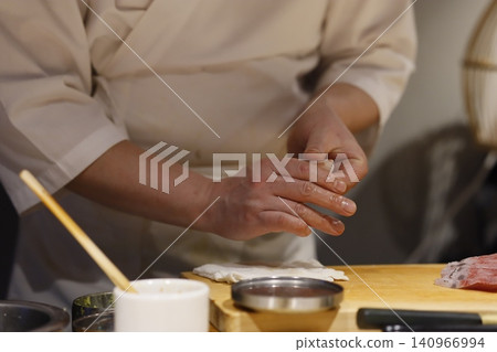 Chef Shaping Dough in Kitchen Chef Shaping Dough in Kitchen 140966994