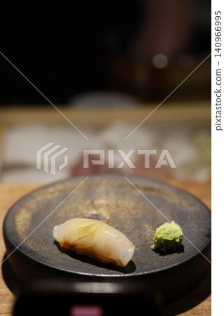 Sushi and Wasabi on a Plate 140966995