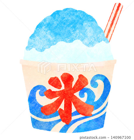 水彩風格插畫:藍色夏威夷刨冰 - 夏季節 水彩風格插畫:藍色夏威夷刨冰 - 夏季節 140967100