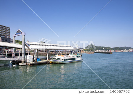 A view of the ferry terminal for Mojiko Port and Ganryujima Island, located in Arukaport, Shimonoseki City. A view of the ferry terminal for Mojiko Port and Ganryujima Island, located in Arukaport, Shimonoseki City. 140967702