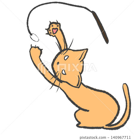 Cat playing with a cat-brat Cat playing with a cat-brat 140967711