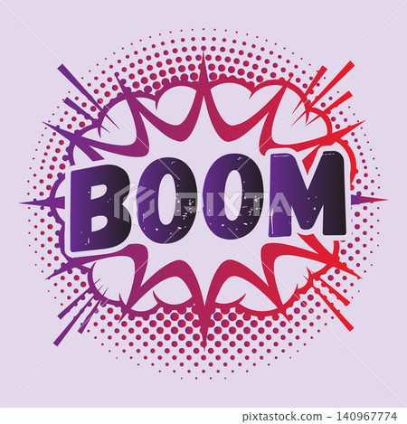 Boom comic explosion bubble with halftone dot pattern vector illustration Boom comic explosion bubble with halftone dot pattern vector illustration 140967774